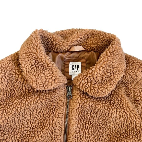 Gap Kids Tan Sherpa Zip Up Jacket L - Picture 2 of 5